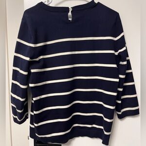 Talbots Navy White Striped Cotton Sweatshirt - Size L